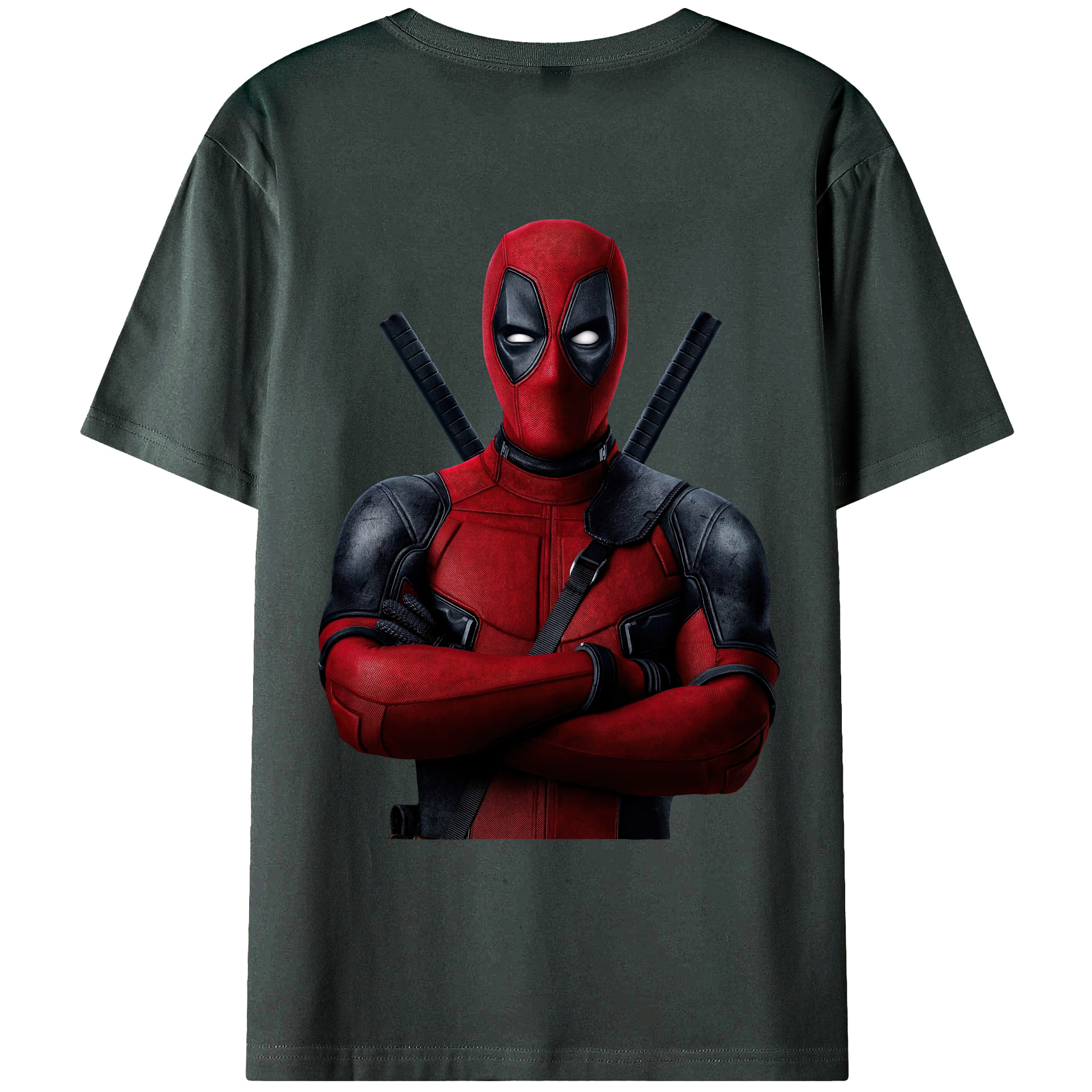 （画像用） Deadpool デッドプール 綿100％ メンズ半袖Tシャツ（バックプリント） 通気性